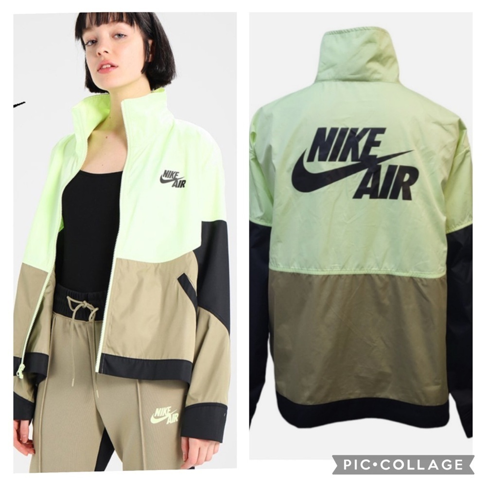 Nike Women's Colorblock Windbreaker Jacket - Green and Tan Small - Picture 2 of 8
